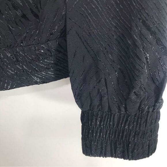 H&M Black Silky Textured Linear Print Bomber Jacket - Picture 11 of 16